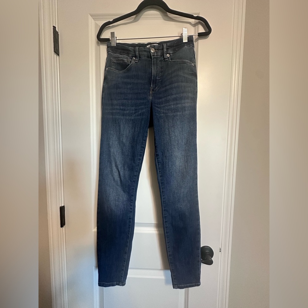 Good American Dark Blue Straight Leg Jeans